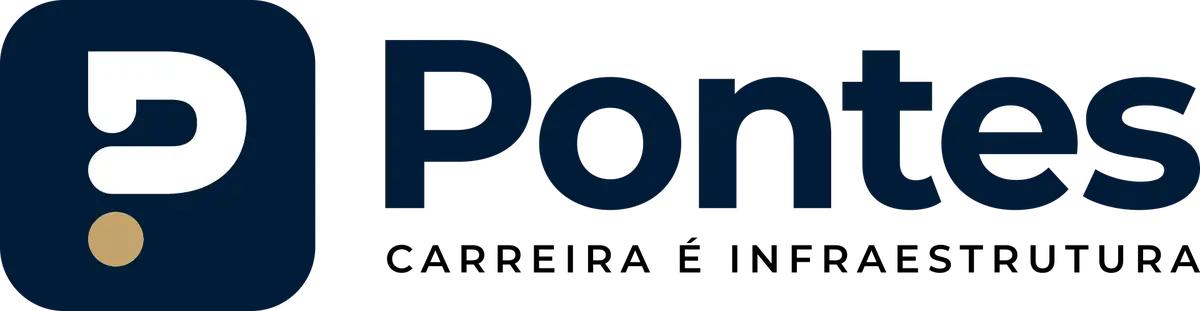 Logo da Pontes Carreira com símbolo em fundo azul e texto ao lado